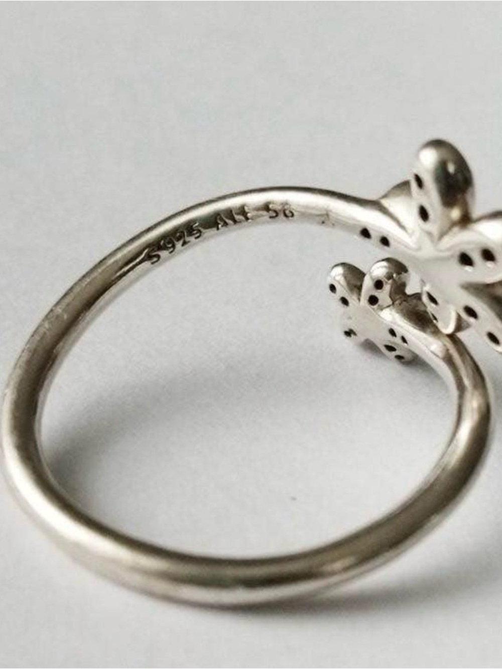 Sterling Silver Floral Open Band Ring - Silver
